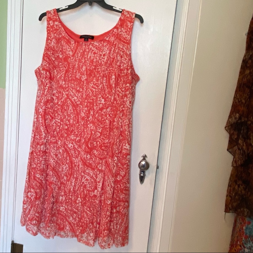 Orange with white lace overlay dress; 3X